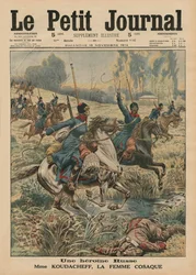 Een Russische heldin, madame Koudacheff, een Kozakkenvrouw, voorpagina illustratie uit 